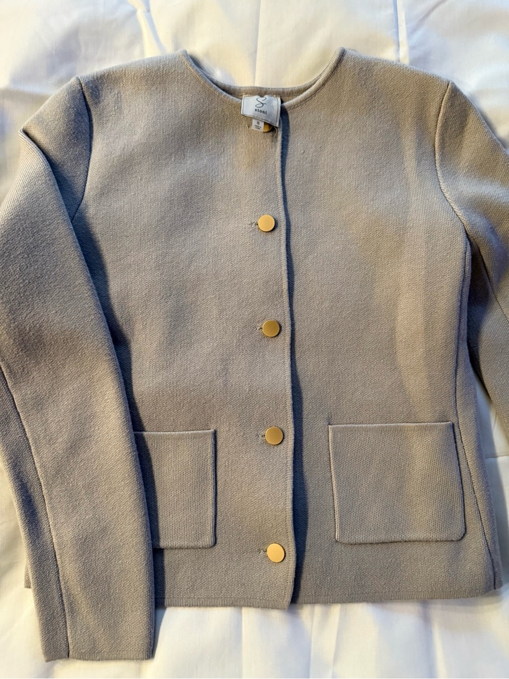 Sioni Gray Knit Button-Front Jacket